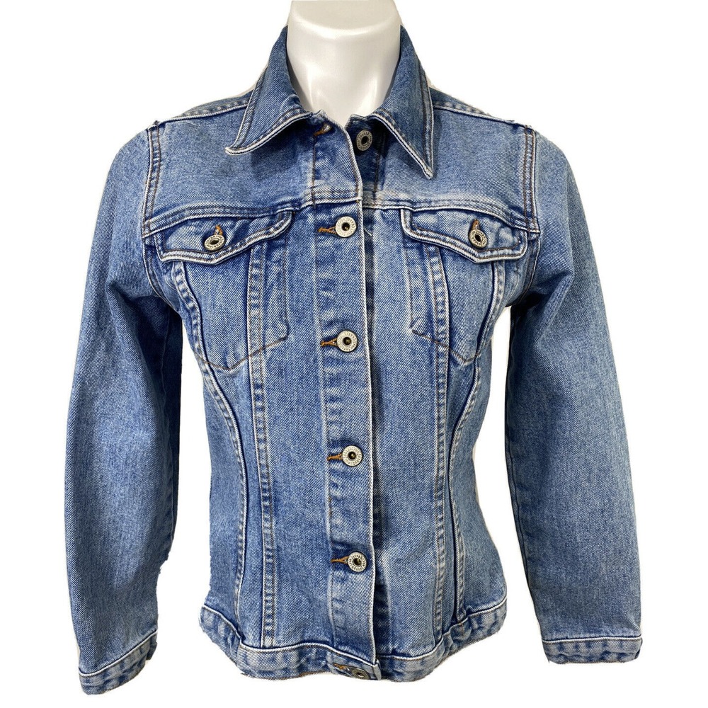 For Joseph Denim Jacket Womens Small Blue Cotton Cropped Trucker Classic Vibe